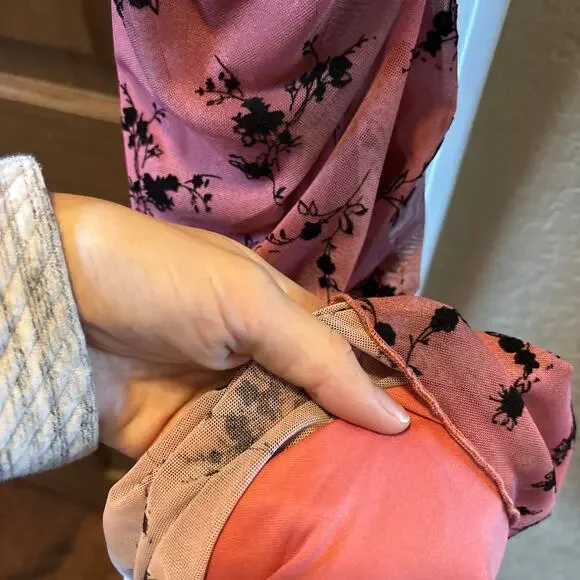 Wild‎ Fable S Crisscross Back Flocked Mesh Midi Slip Dress  Y2K Coquette Formal - Picture 6 of 9